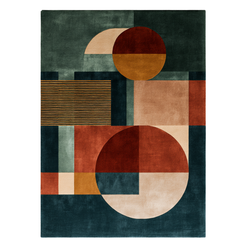 Sunset Geometry Hand Tufted Wool and Bamboo Silk Rug