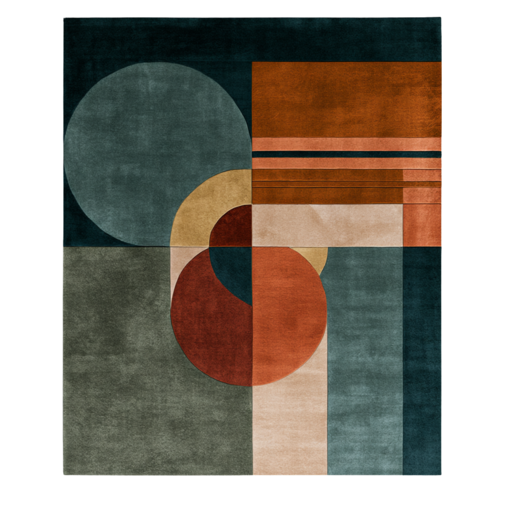 Orbital Columns Hand Tufted Wool and Bamboo Silk Rug
