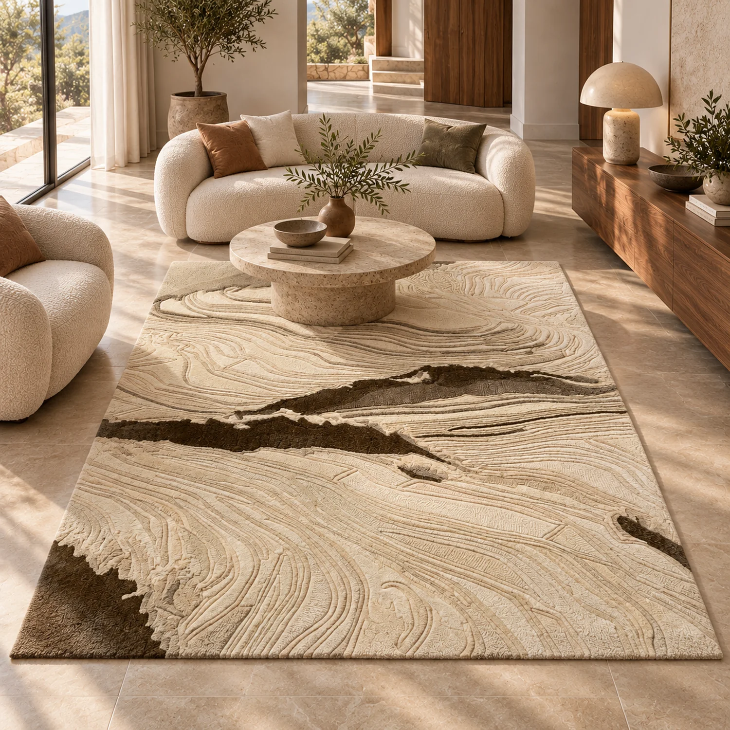 Alpine Strata Hand Tufted Wool and Bamboo Silk Rug - Image 3