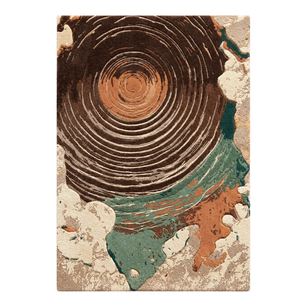 Ancient Growth Rings Hand Tufted Wool and Bamboo Silk Rug