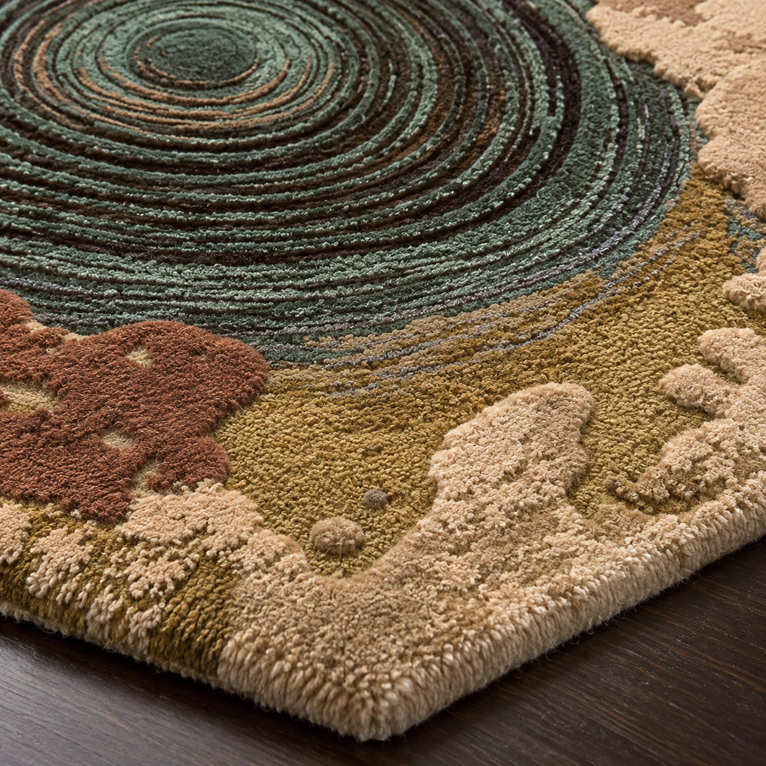 Ancient Growth Rings Hand Tufted Wool and Bamboo Silk Rug - Image 3