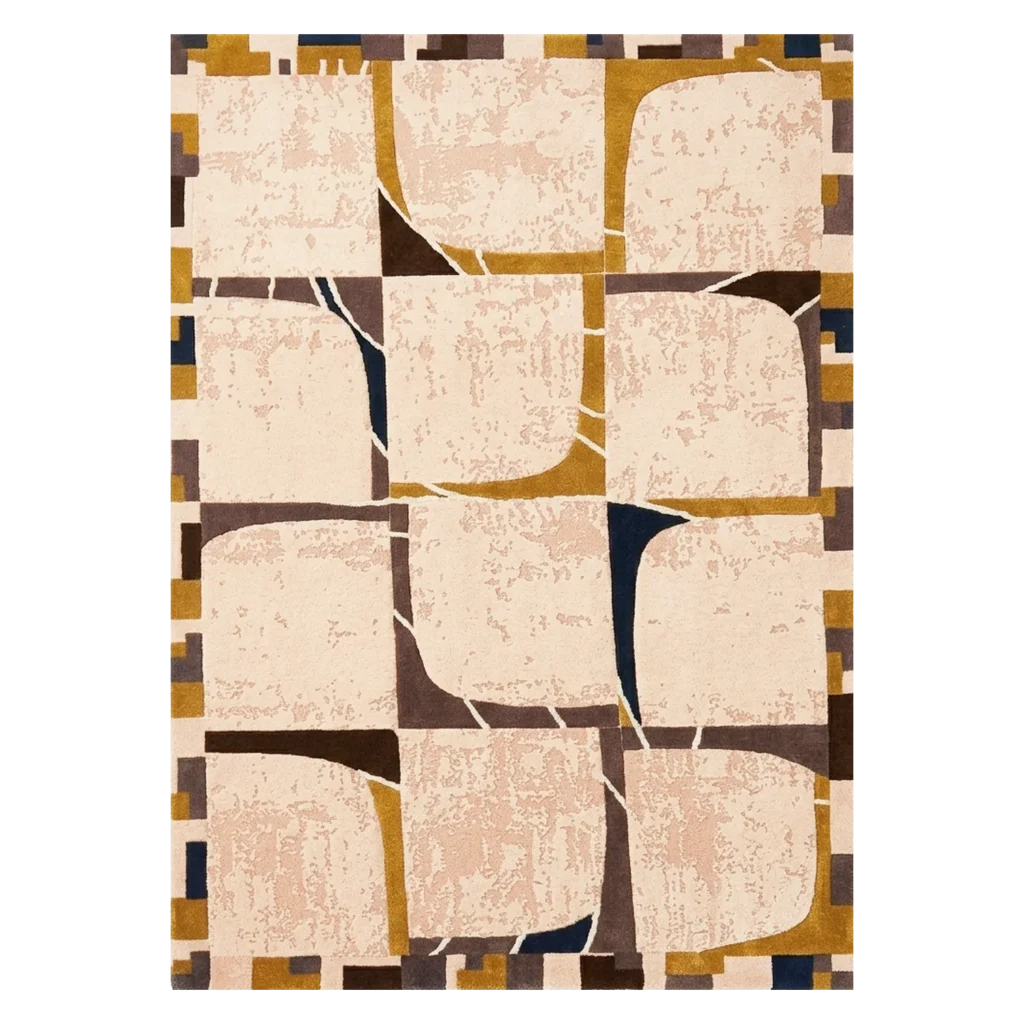 Brushwork Grid Hand Tufted Wool and Bamboo Silk Rug
