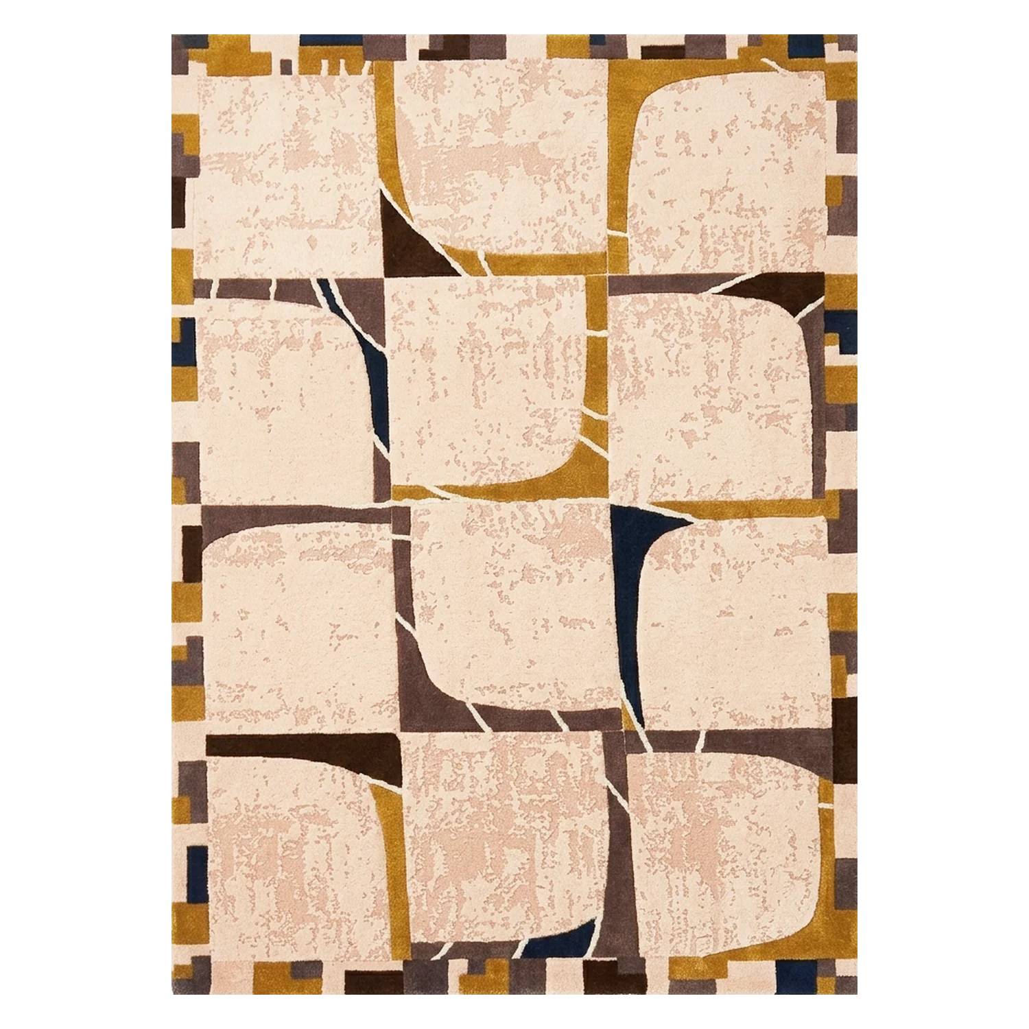 Brushwork Grid Hand Tufted Wool and Bamboo Silk Rug