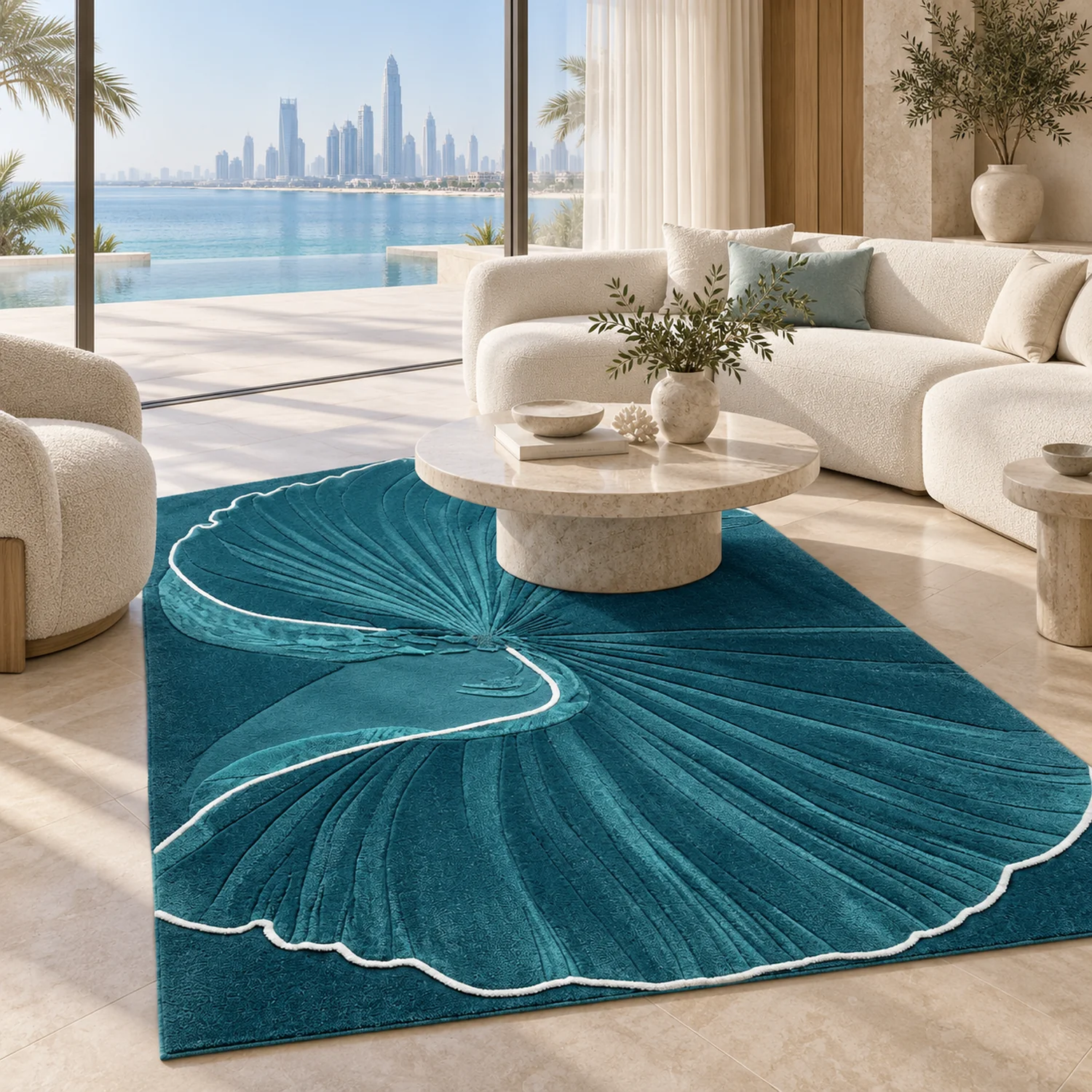 Botanical Fold Hand Tufted Wool and Bamboo Silk Rug - Image 3