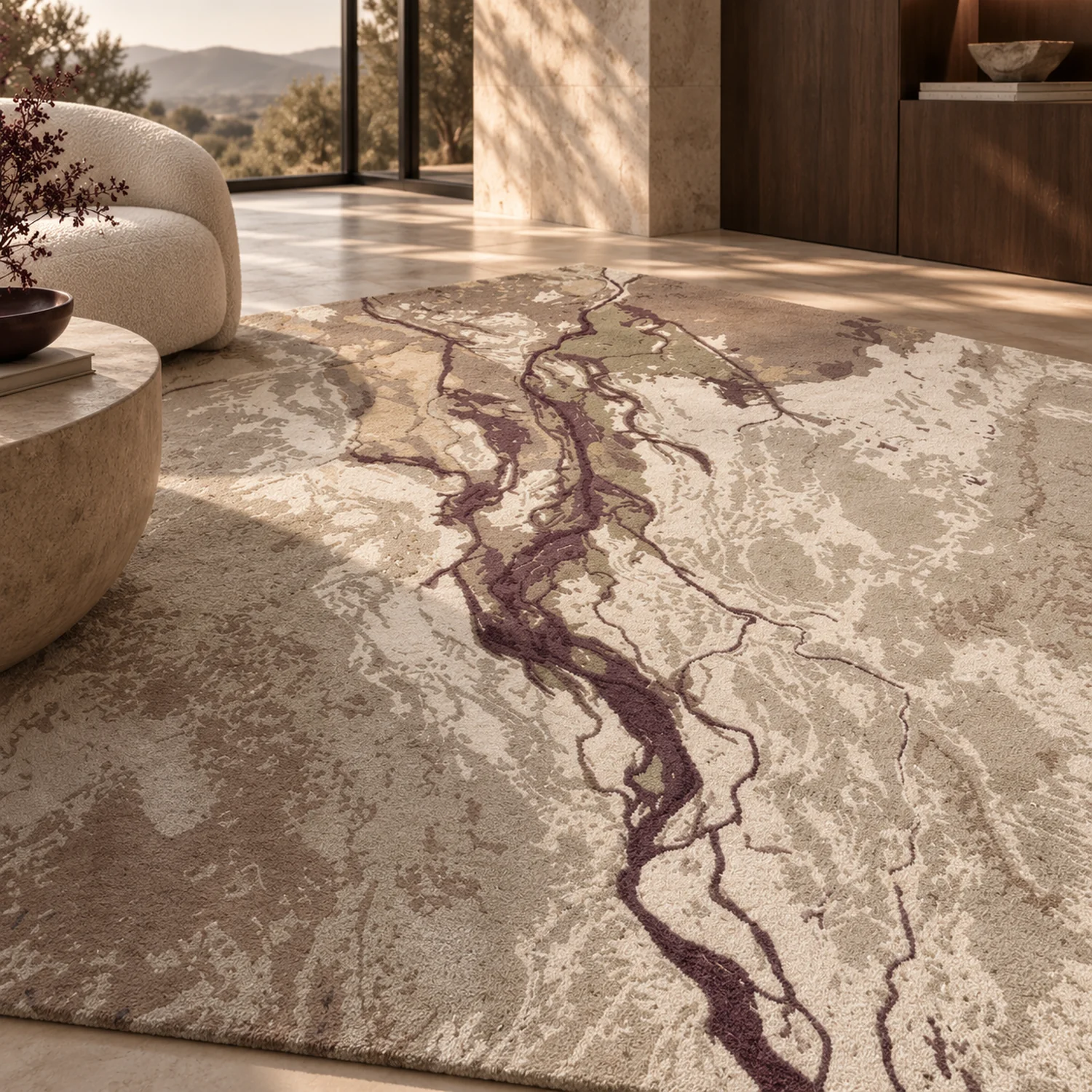 River Delta Hand Tufted Wool and Bamboo Silk Rug - Image 3