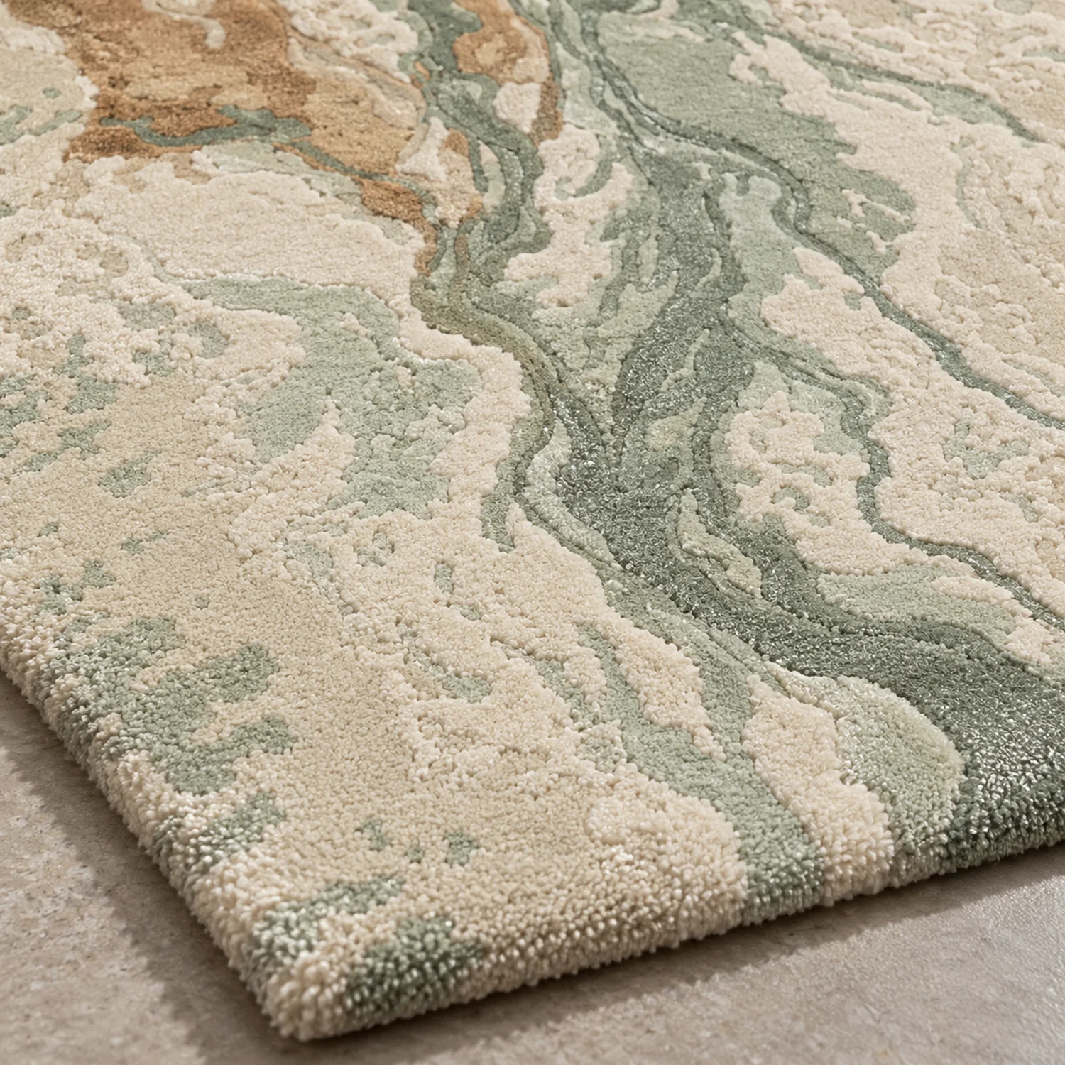 River Delta Hand Tufted Wool and Bamboo Silk Rug - Image 3