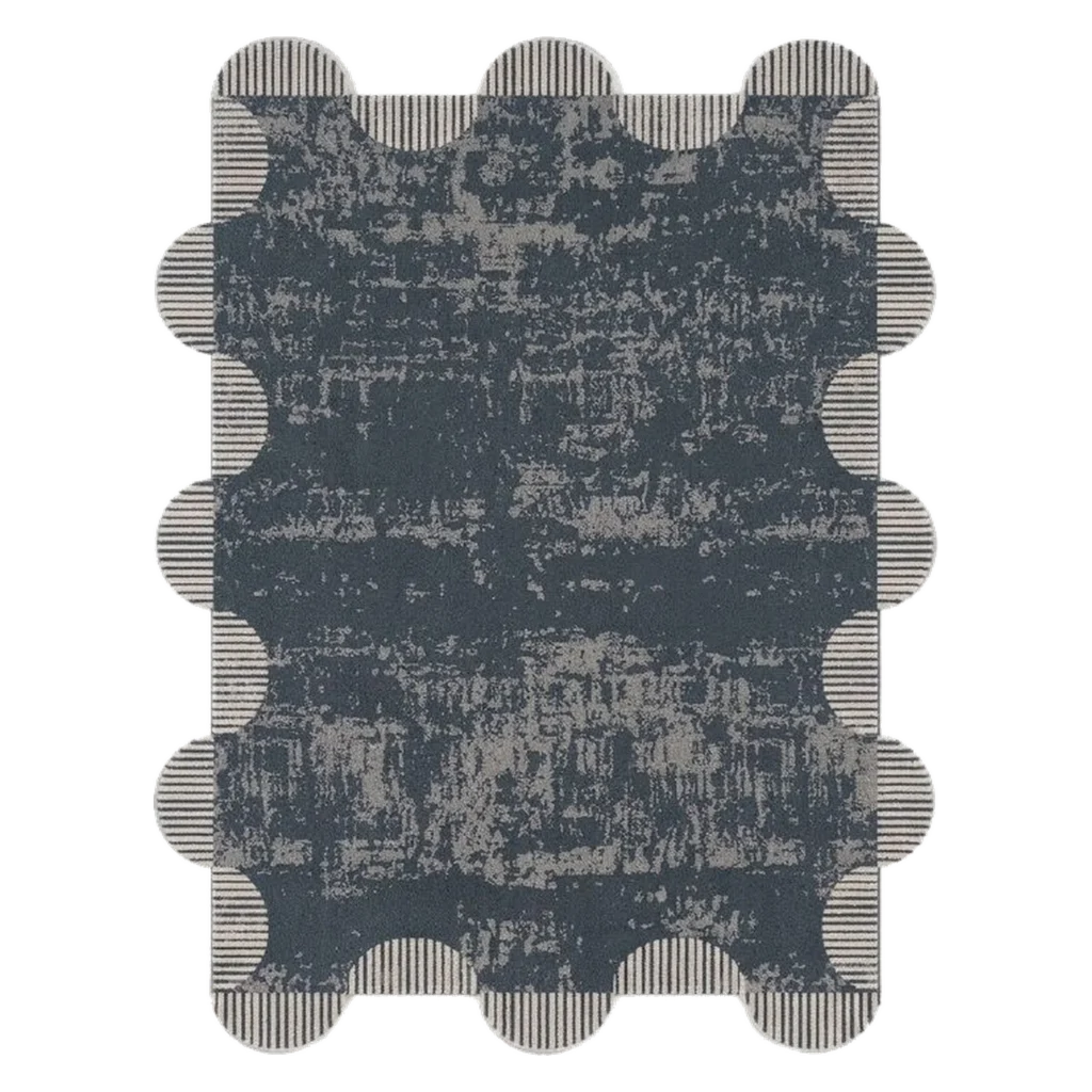 Scallop Frame Hand Tufted Wool and Bamboo Silk Rug