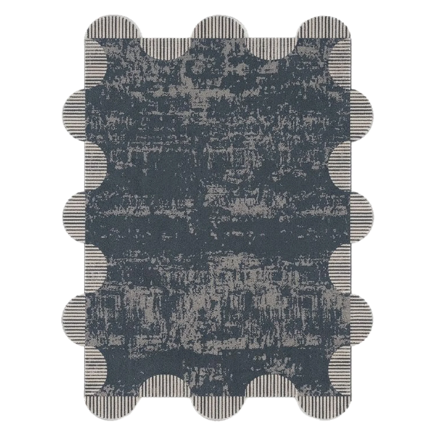 Scallop Frame Hand Tufted Wool and Bamboo Silk Rug